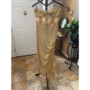Women's Collective The Label Gold Strapless Maxi Dress Size 10